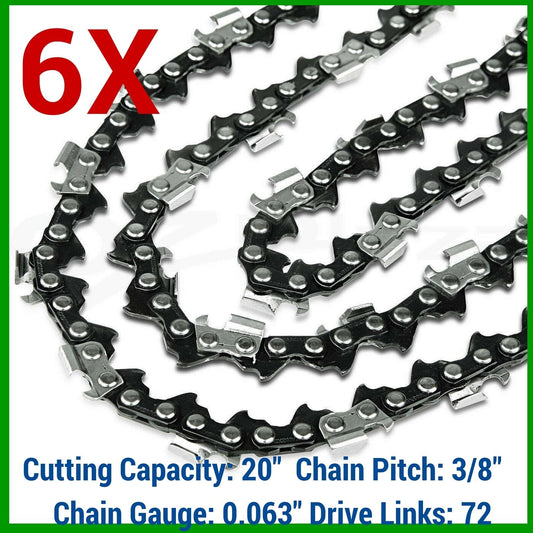 6X 20" Chainsaw Chain 3/8 063 72DL Semi For STIHL MS400 C-M with 20" Bar