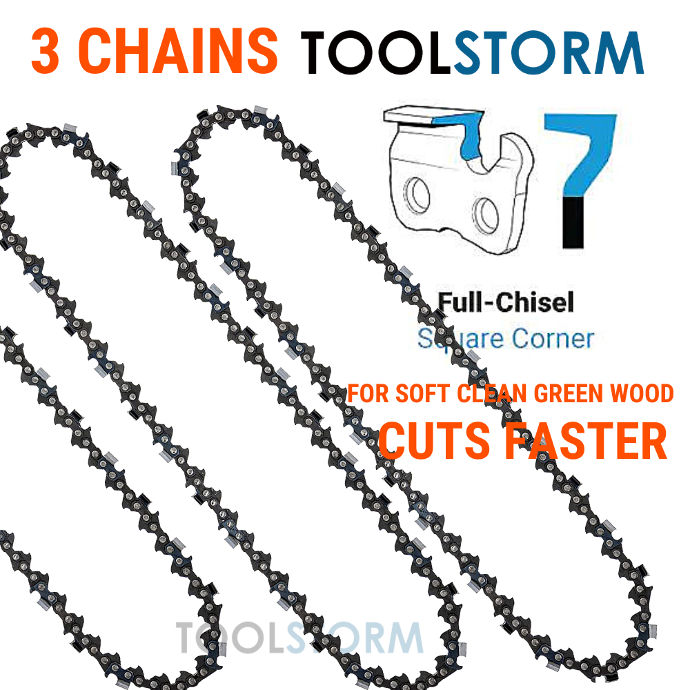 3X Chainsaw Chain 16" Full Chisel 3/8LP 043 56 DRIVE LINKS