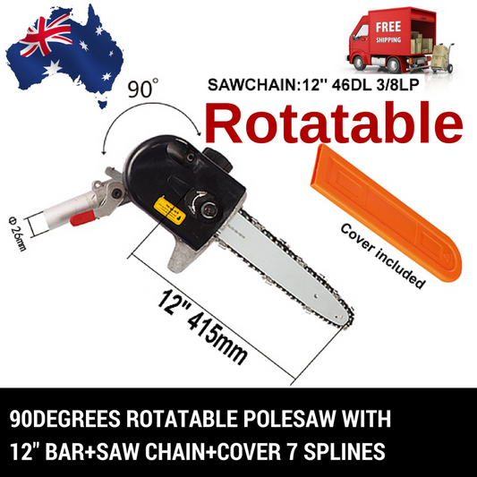 ROTATABLE POLESAW CHAINSAW HEAD W/BAR+CHAIN BRUSHCUTTER FOR Baumr-AG MTM