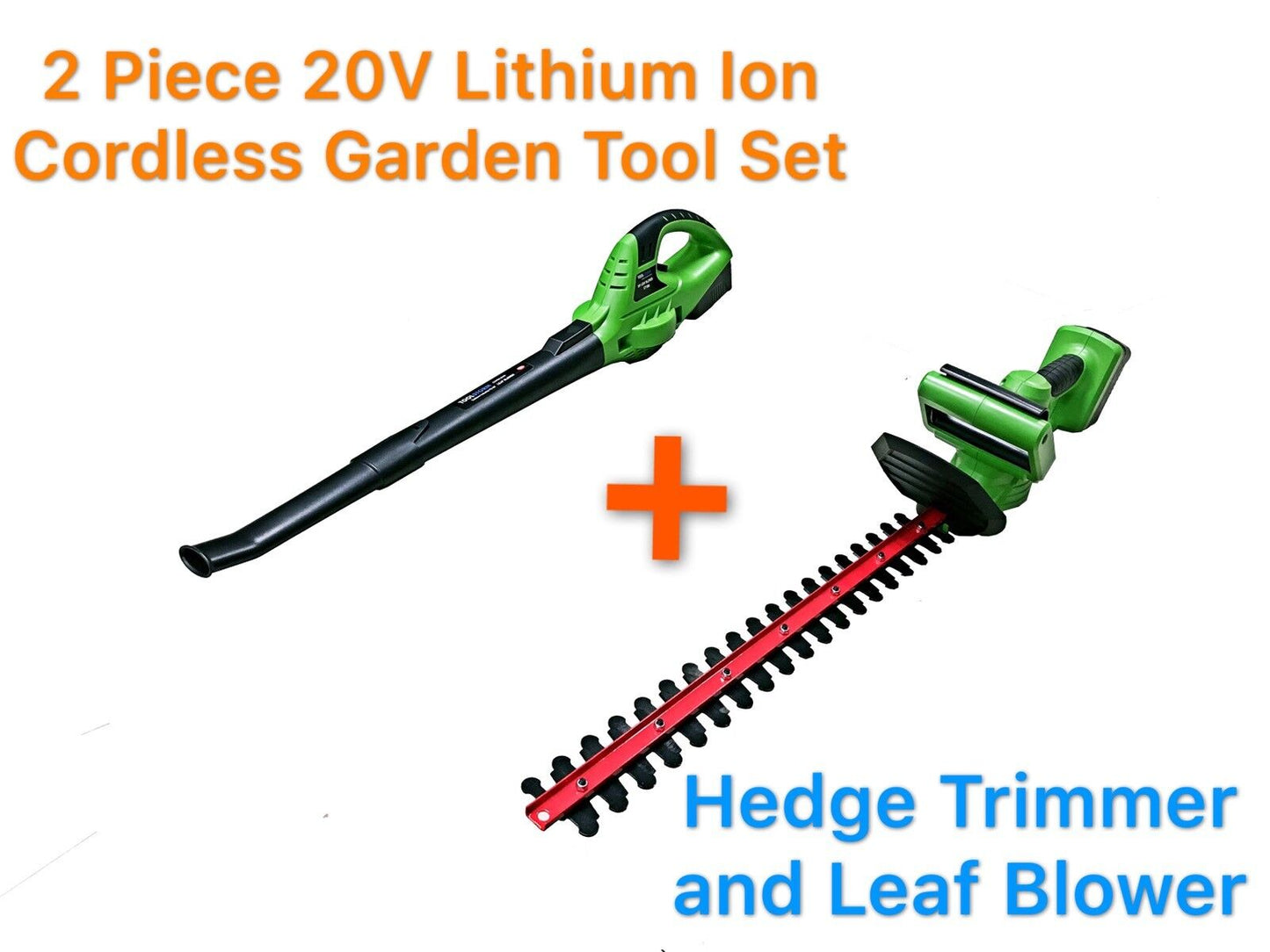 20V Lithium ion Cordless Leaf Blower + Hedge Trimmer 2 Pieces Garden Tool Set