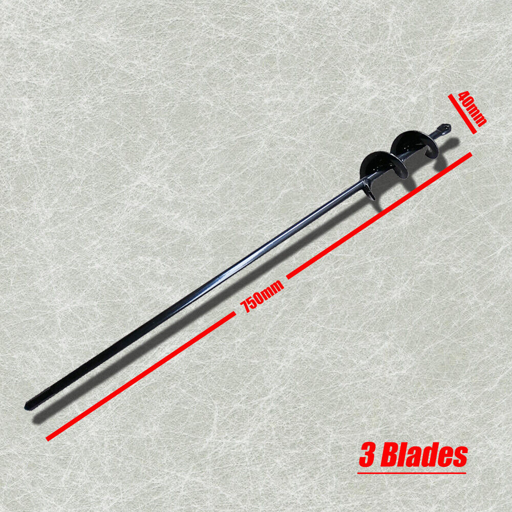 Long Garden Auger Planter Post Hole Digger Attache to Power Drill Ø40mm x 750mm