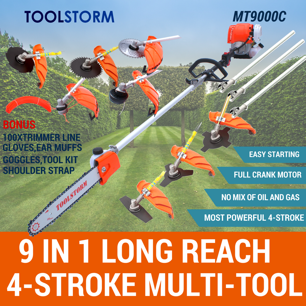 4-STROKE Pole Chainsaw Petrol Pruner Saw Brush Cutter Whipper Snipper Multi Tool