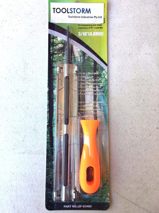 NEW CHAINSAW CHAIN SHARPENING FILE AND GUIDE 3/16" (4.8MM)