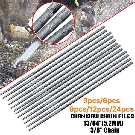 12x 13/64" 5.2mm Chainsaw Chain Round Files 3/8" Suits Stihl BAUMR-AG Sharpening