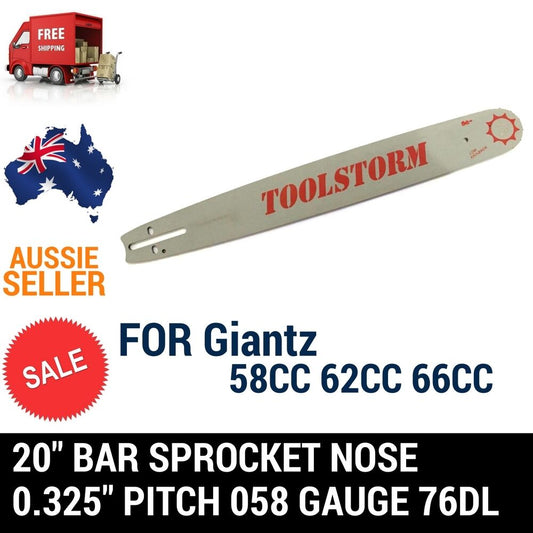 20'' BAR FOR Giantz 52CC 58CC 62CC 66CC CHAINSAW .325 058 76DL BAR ONLY