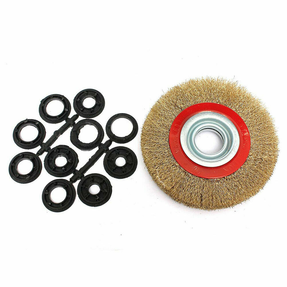 Rust Dirt Polish Brass Plated Steel Wire Brush Wheel 8″ 200mm For Bench Grinder