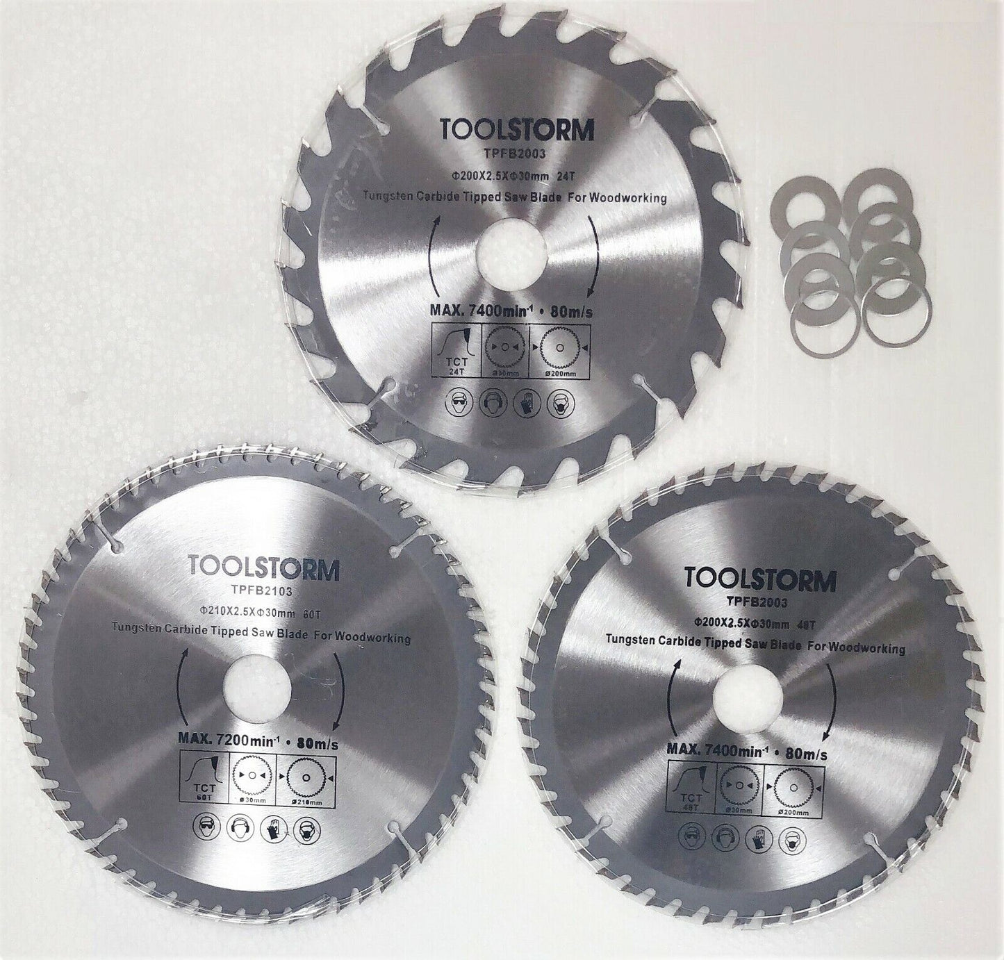 3PC Table Saw/Mitre Saw Blade 200mm 24,48,60T Fit Makita/AEG/Ryobi/GMC/Dewalt