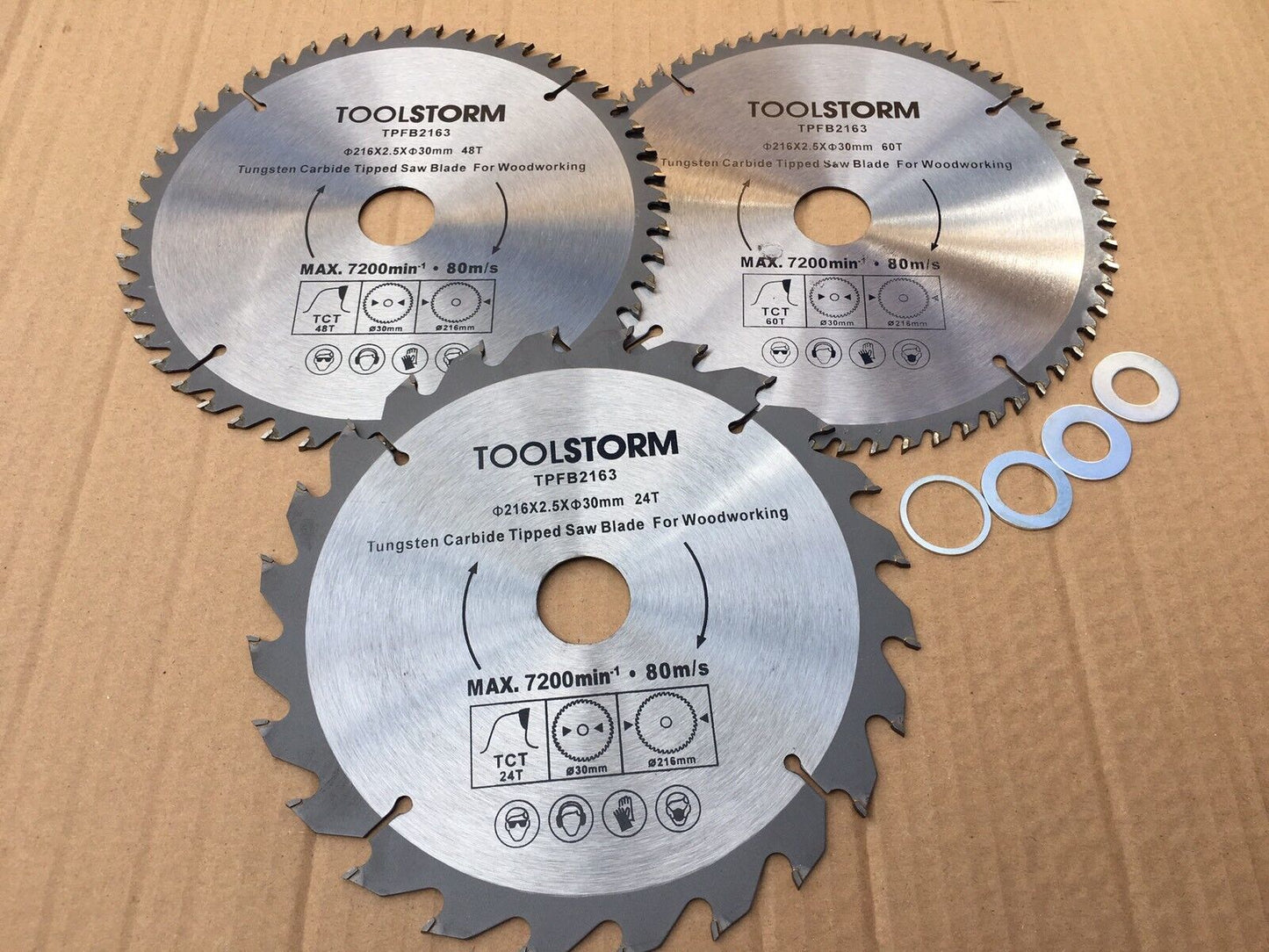 3PC 216MM Circular Saw Blade 24T/48T/60T BORE 30MM With 4 Bush 25.4,20,16mm,5/8"