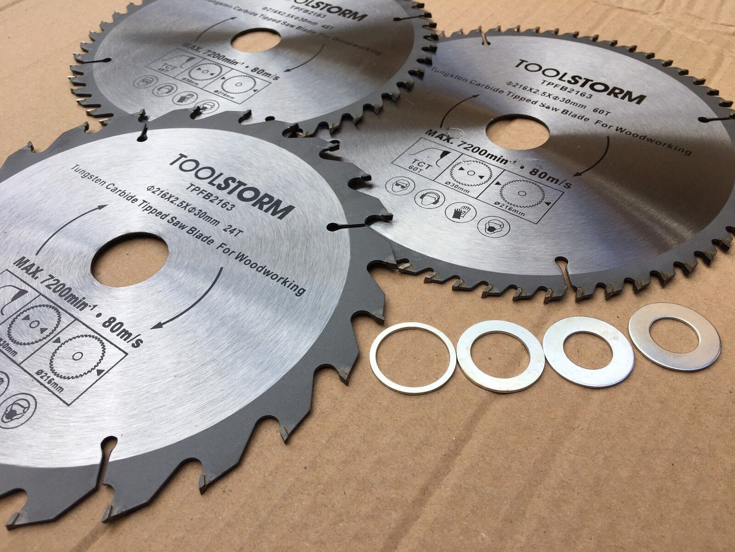 3X216MM Compound Mitre Saw/Table Saw/Drop Saw Blade 24/48/60T 30,25.4,20,16,5/8"