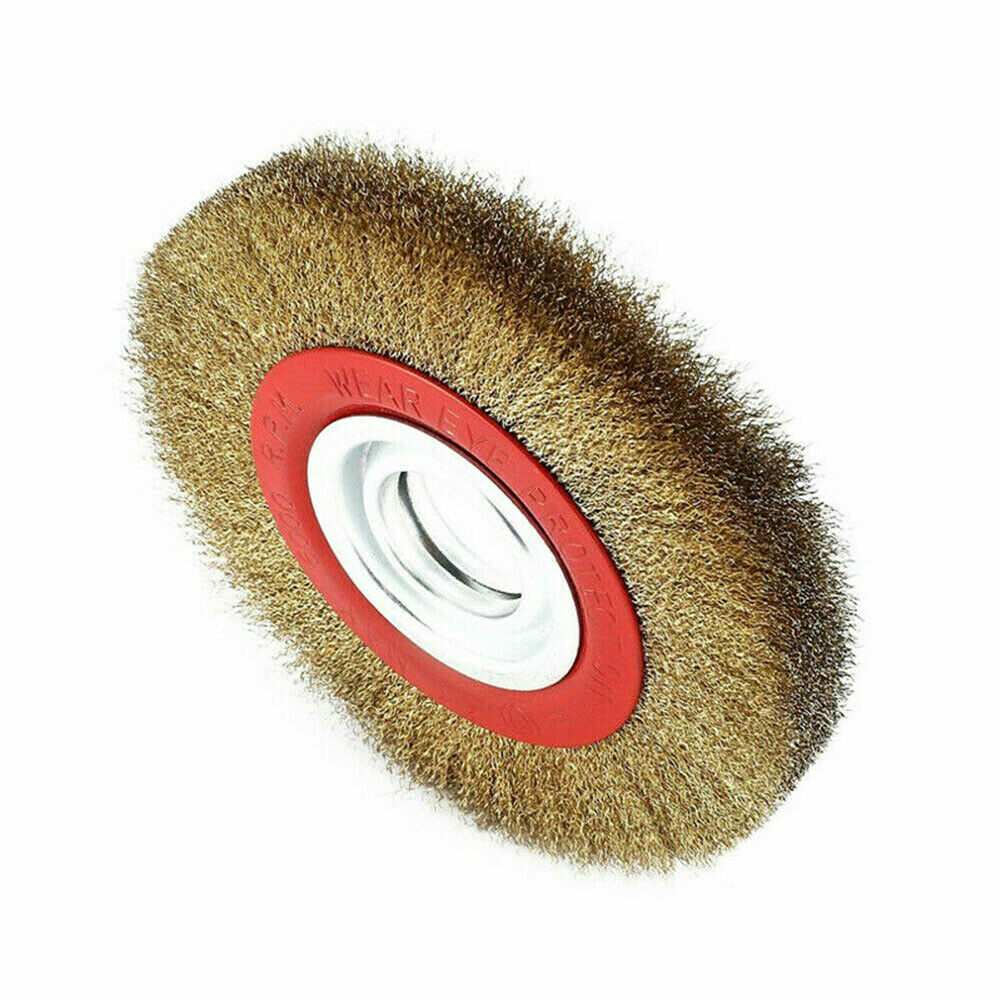 Rust Dirt Polish Brass Plated Steel Wire Brush Wheel 8″ 200mm For Bench Grinder