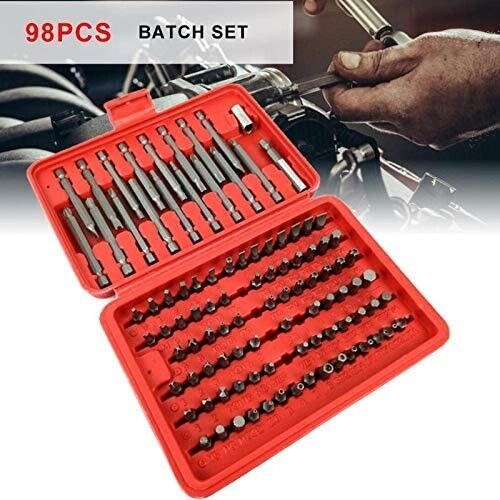 98pcs Torx Star Spline Hex Cross Slotted Screwdriver Bit Set Garage Repair Tool