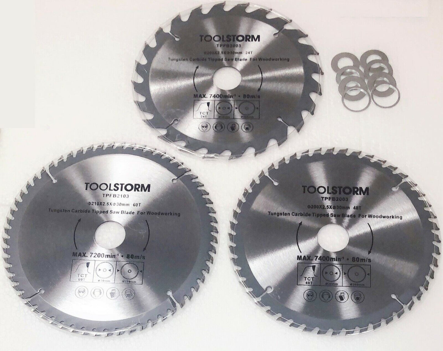 3PC Table Saw/Mitre Saw Blade 200mm 24,48,60T Fit Makita/AEG/Ryobi/GMC/Dewalt