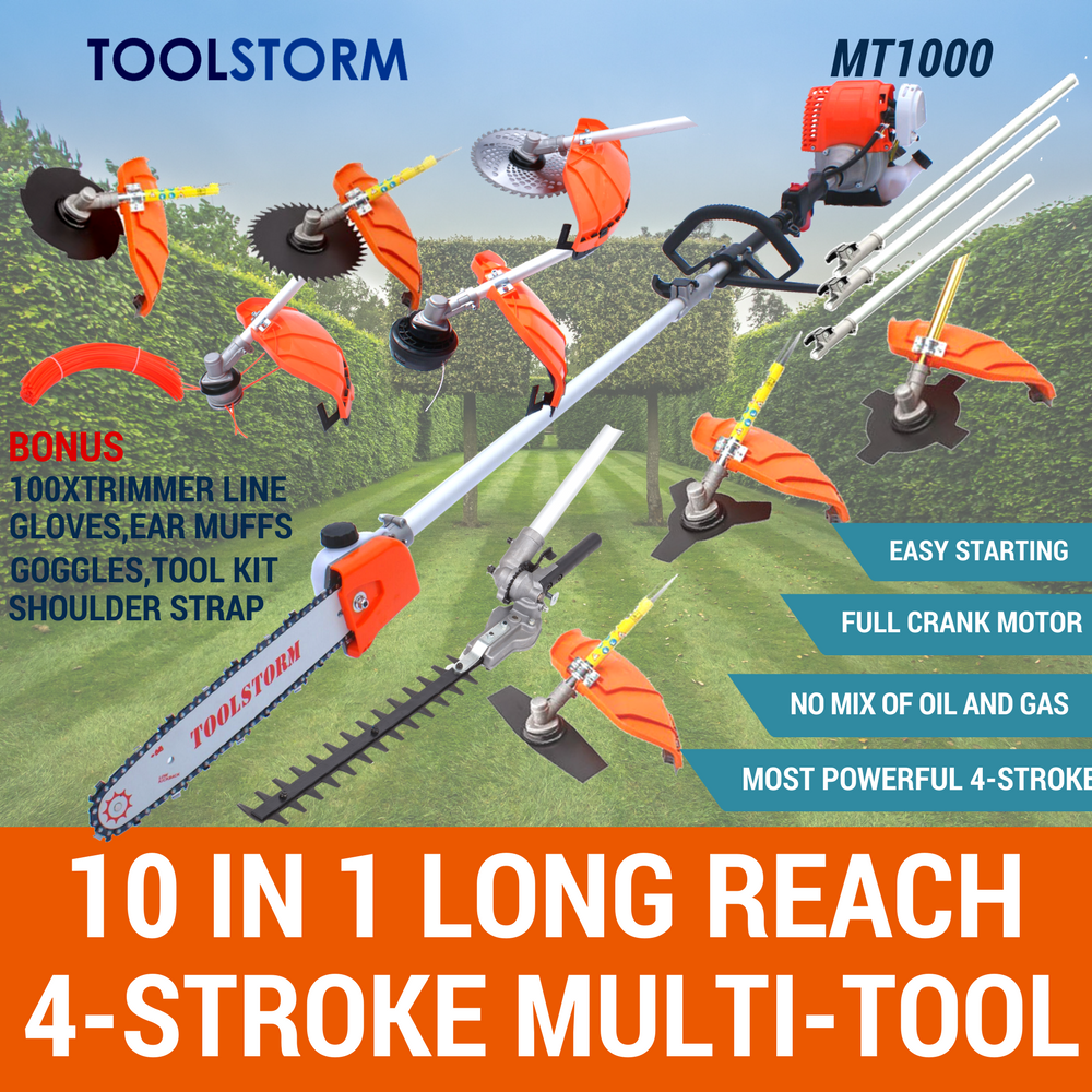 4-STROKE Brush Cutter Pole Chainsaw Hedge Trimmer Saw Whipper Snipper Multi Tool