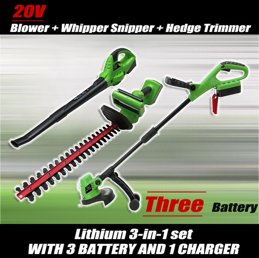 20V Lithium Cordless Leaf Blower Snipper Grass Hedge Trimmer Gardentool 3Battery