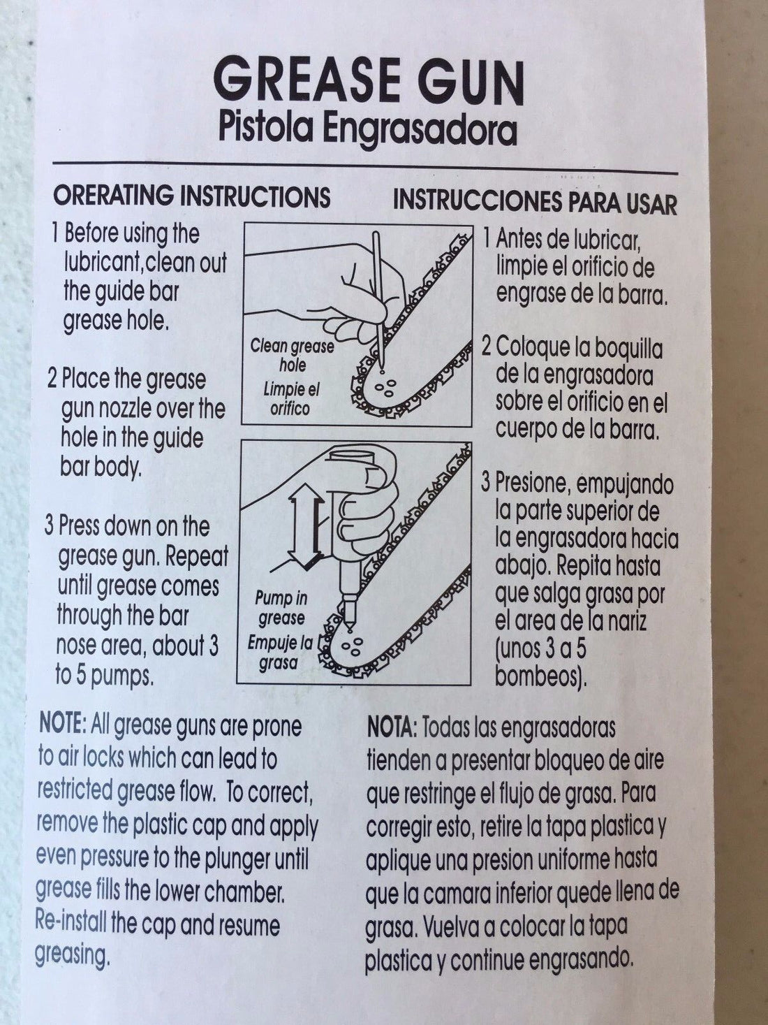 Chainsaw Chain Guide Bar Sprocket Nose & Brushcutter Grease Gun with G