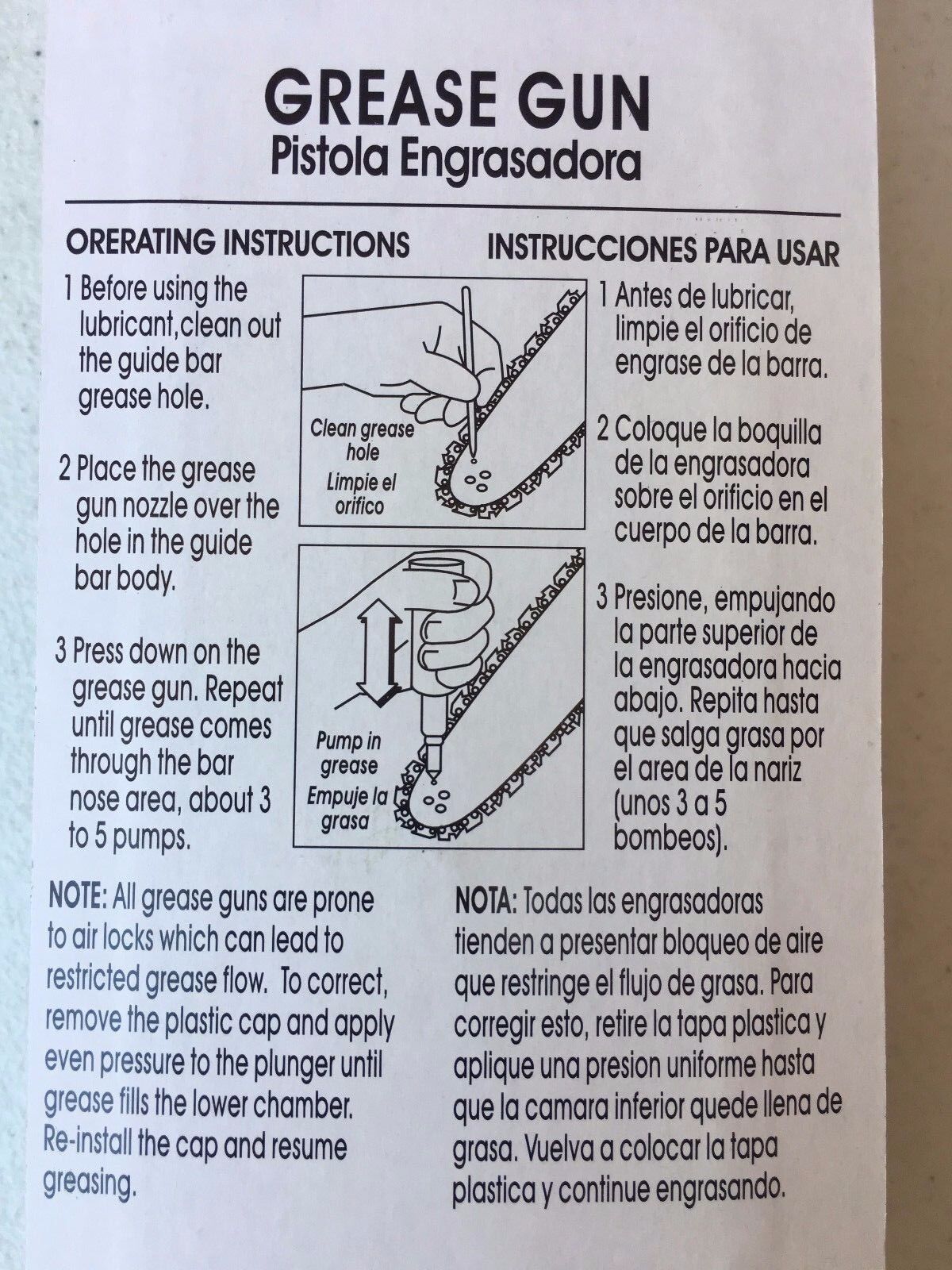 Chainsaw Chain Guide Bar Sprocket Nose & Brushcutter Grease Gun with Grease