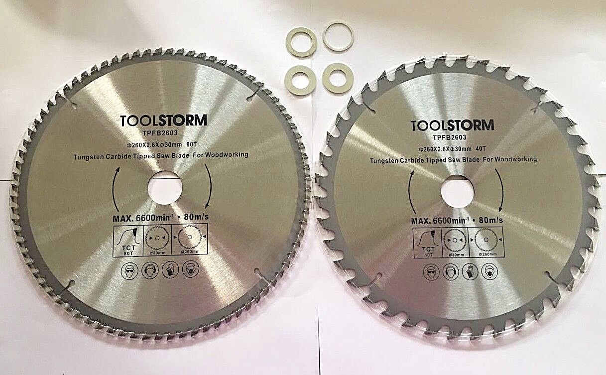 2PC TCT MITRE SAW DROP SAW TABLE SAW  BLADES 260MM  40T 80T FIT MAKITA FESTOOL