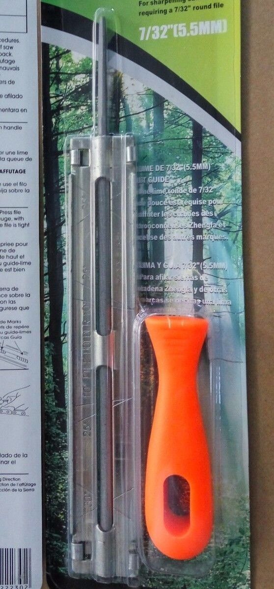 NEW CHAINSAW CHAIN SHARPENING FILE AND GUIDE 7/32"  (5.5MM)