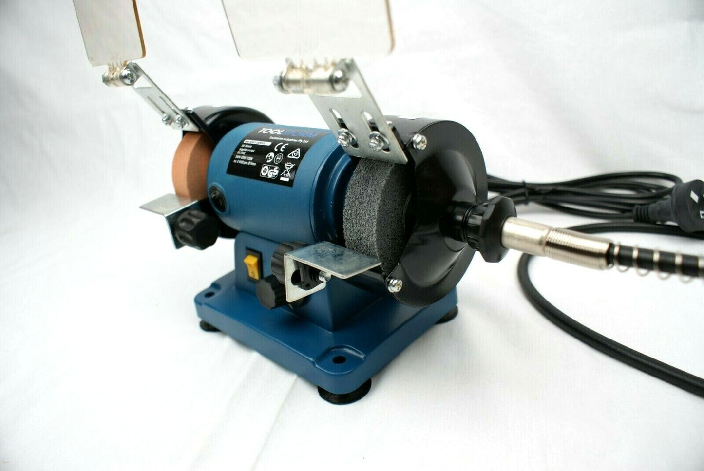 Flexible Shaft Bench Grinder 3" 75mm, 10pc Acc&4 Wheels, Mini Jewelry Polisher