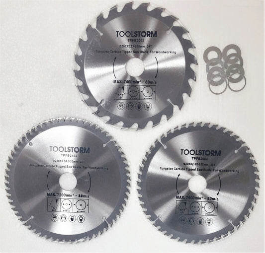 3PC Circular Saw Blades 200mm 24T,48T,60Teeth Fit OZITO 800W Table Saw TSB-0808