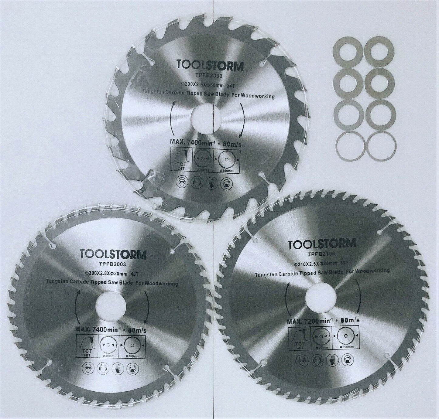 3PC Table Saw/Mitre Saw Blade 200mm 24,48,60T Fit Makita/AEG/Ryobi/GMC/Dewalt