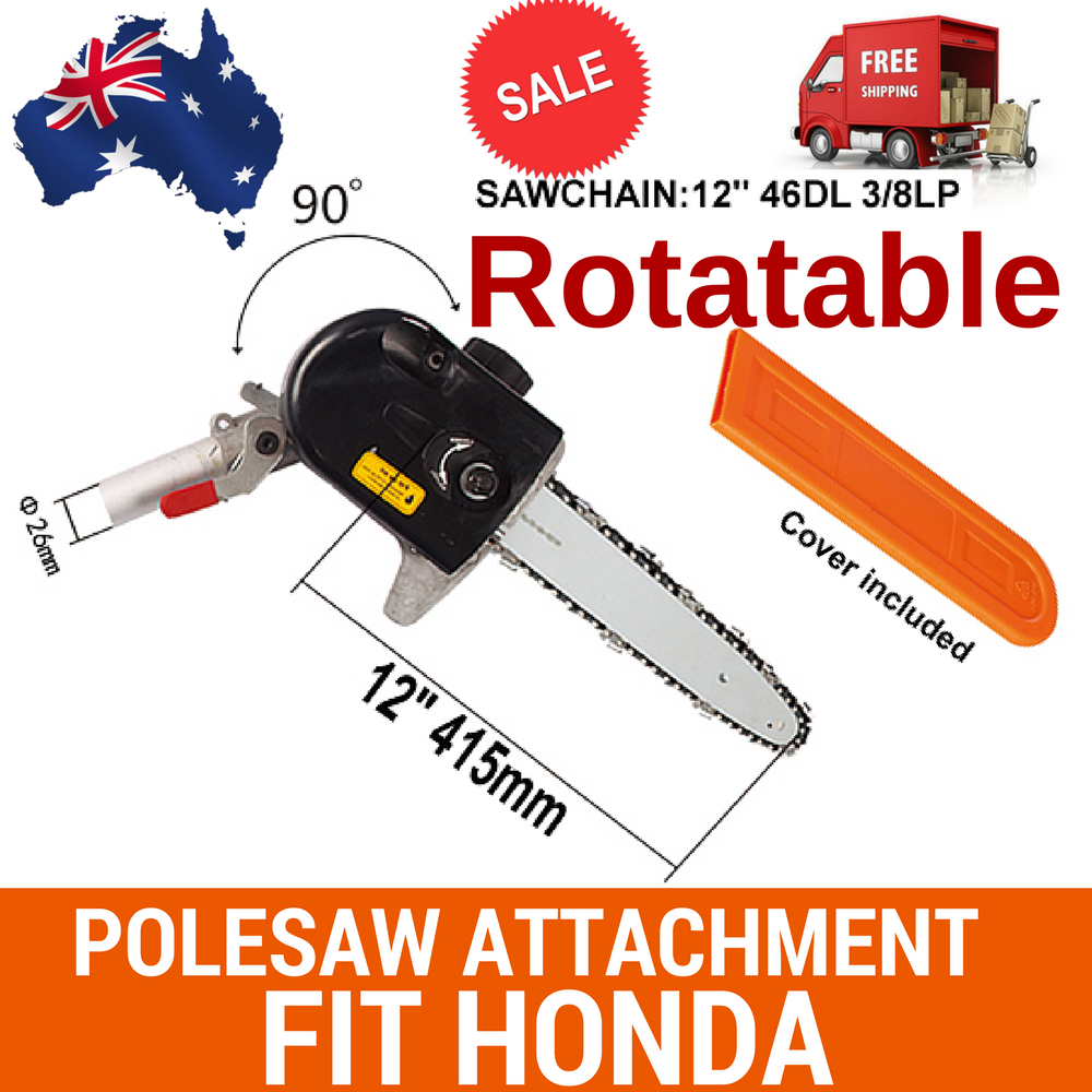 ROTATABLE POLESAW CHAINSAW HEAD W/BAR+CHAIN BRUSHCUTTER FOR HONDA GX25/GX35