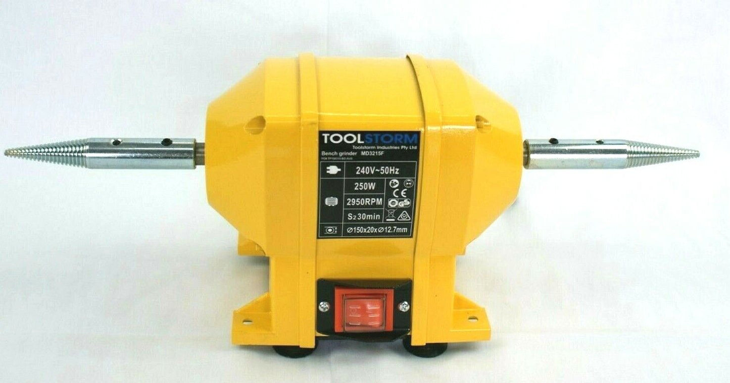 BENCH GRINDER 150MM INDUCTION HEAVY DUTY SHARPEN POLISHER & TAPERED SPINDLE SET