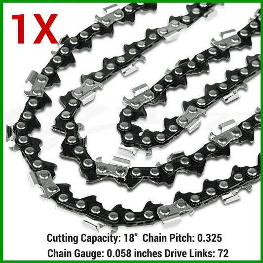 1X Chainsaw Chain SEMI CHISEL 325 058 72DL FOR VICTA VPCS1845 45CC WITH 18" BAR