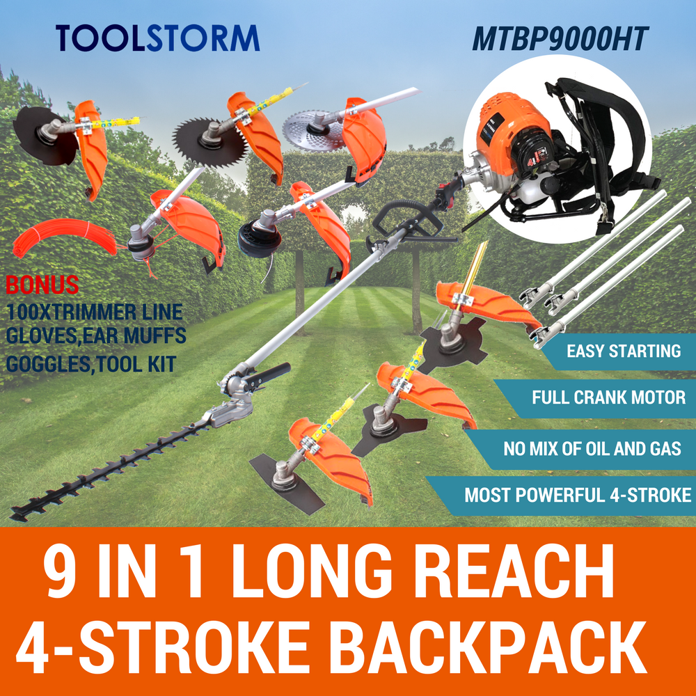 4-STROKE Backpack Pole Hedge Trimmer Garden Saw Brush Cutter Whipper Snipper