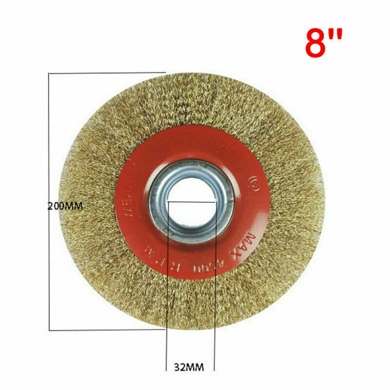 Rust Dirt Polish Brass Plated Steel Wire Brush Wheel 8″ 200mm For Bench Grinder