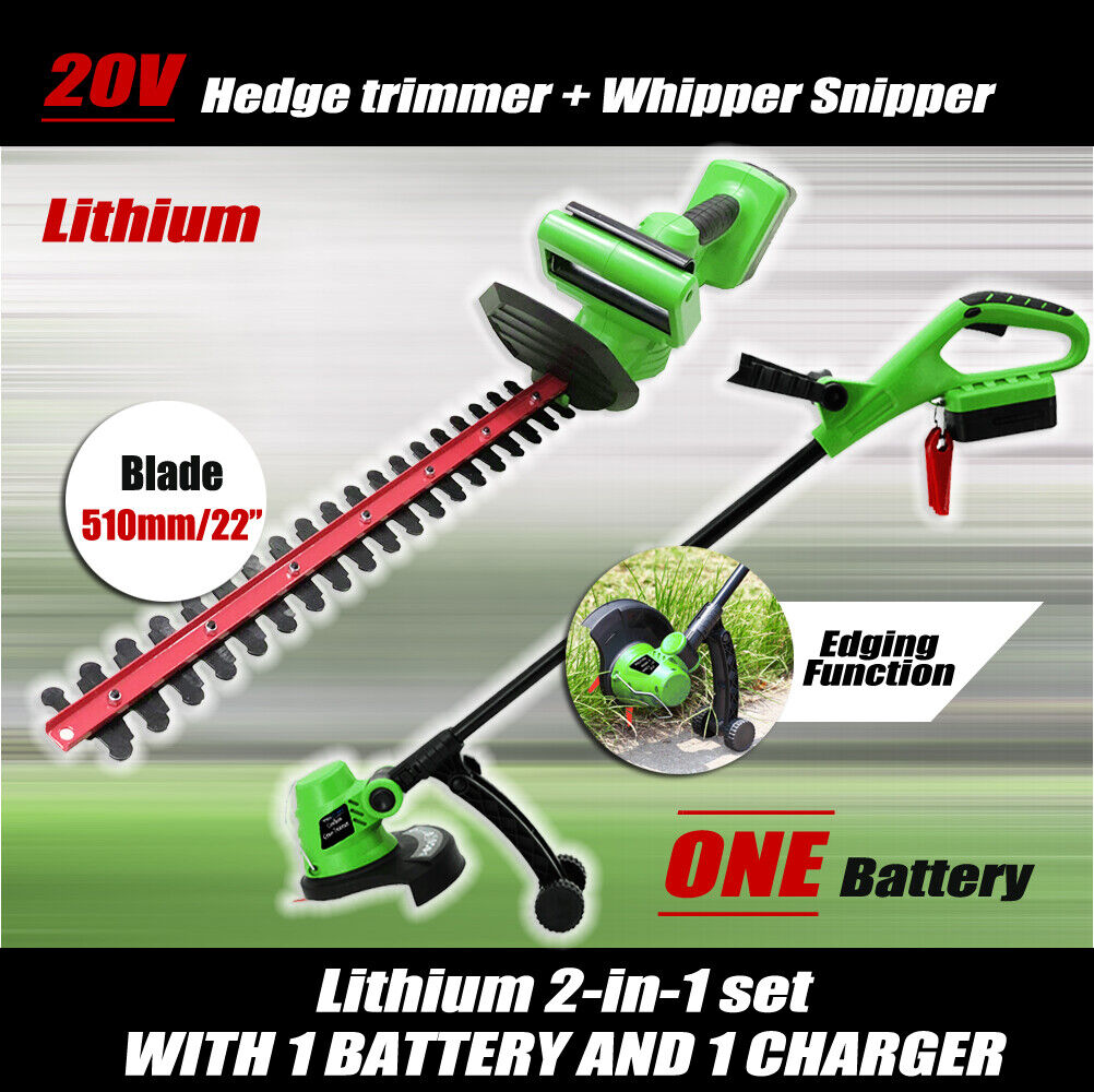 20V Lithium Cordless Snipper Grass Trimmer Hedge Trimmer 2 Piece Garden Tool Set