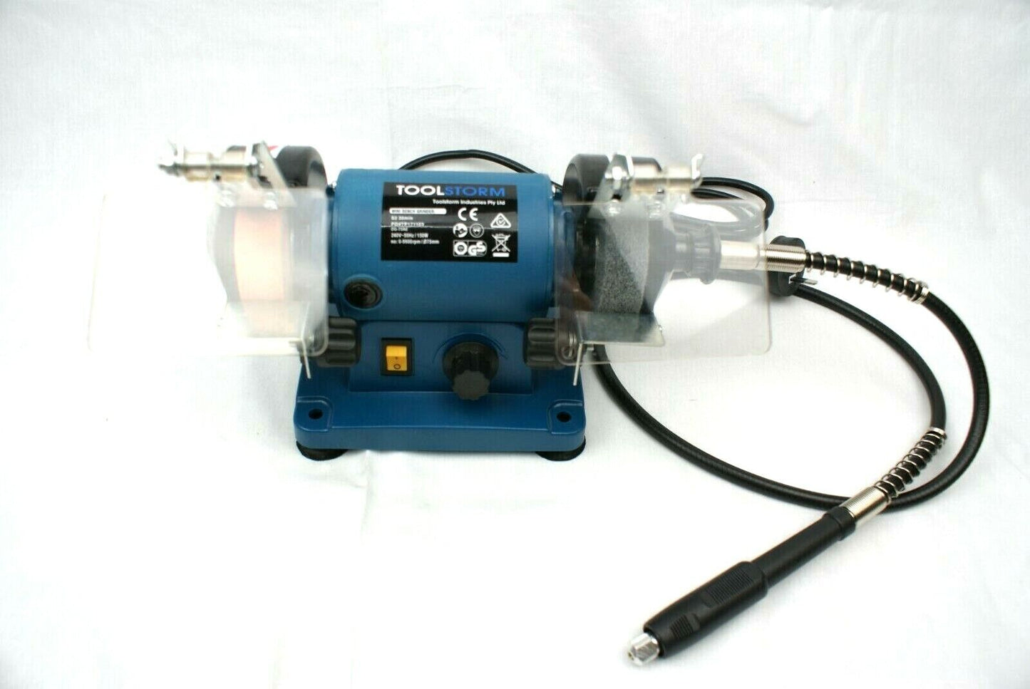 Bench Grinder Var.Speed,W/2 Grinding & 2 Polishing Disc & Flexible Shaft &10 Acc