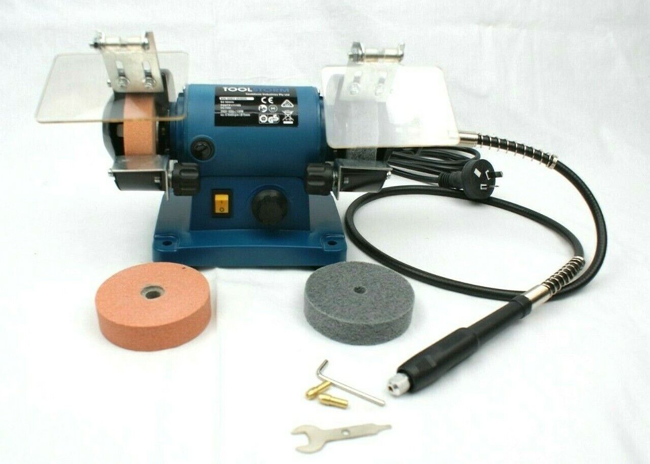 Flexible Shaft Bench Grinder 3" 75mm, 10pc Acc&4 Wheels, Mini Jewelry Polisher