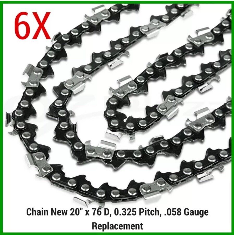 NEW20'' BAR AND 6 CHAINS FOR YUKON ZJ-5200 ZJ5800 TM-6200 CHAINSAW .325 058 76DL