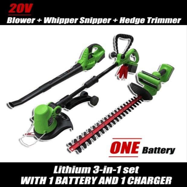 20V Lithium Cordless Leaf Blower Snipper Grass Hedge Trimmer Garden Tool Set