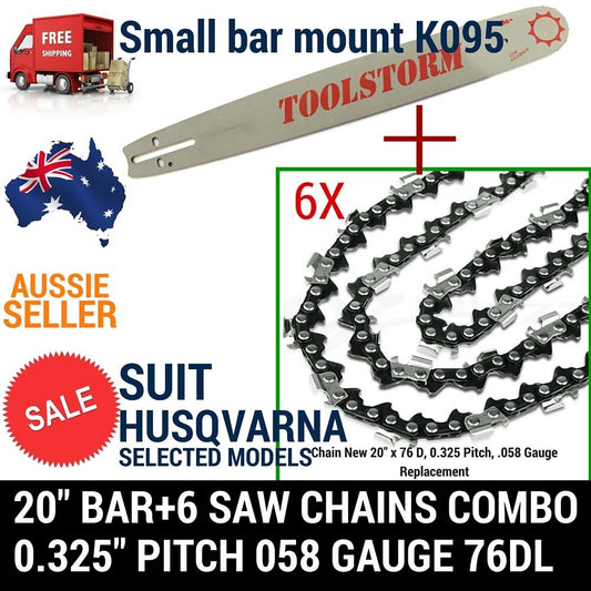 20" BAR AND 6 CHAINS COMBO HUSQVARNA CHAINSAW 325 058 76DL-455 Rancher AND MORE