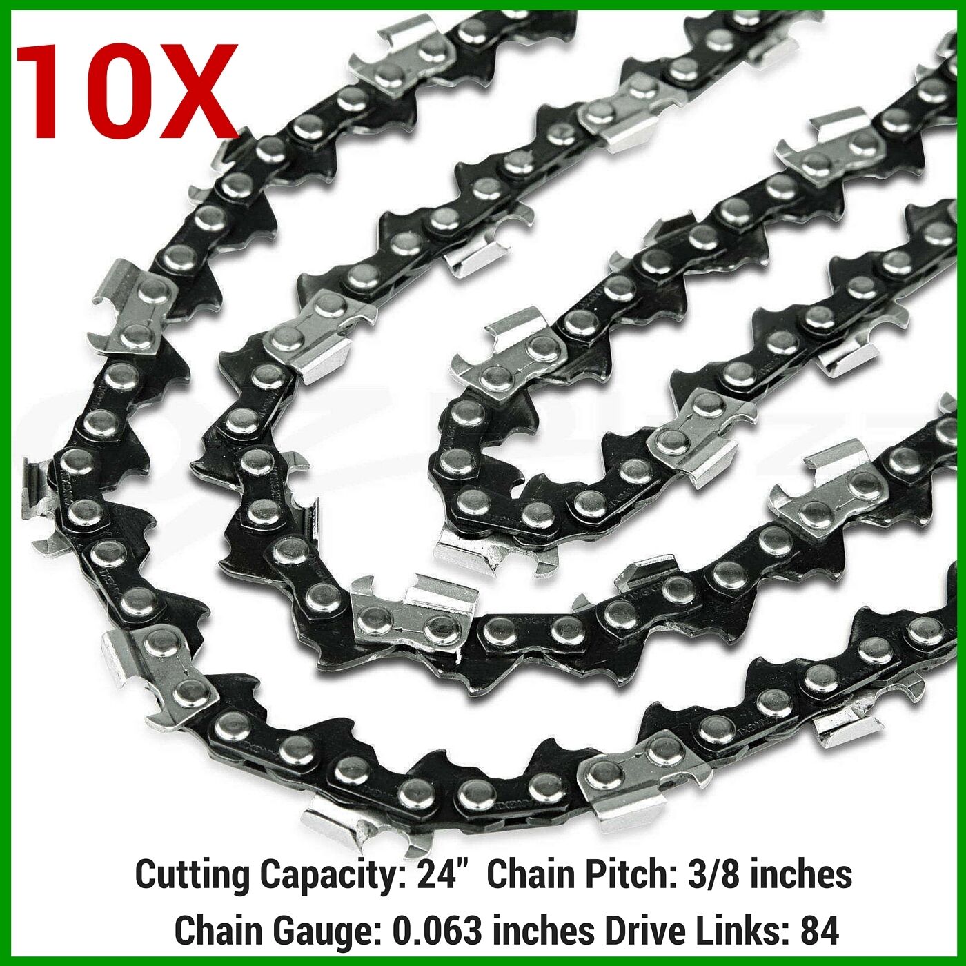 10XChainsaw Chain New 24" x 84 D,3/8 Pitch,0.063 Gauge Replacement Saws parts