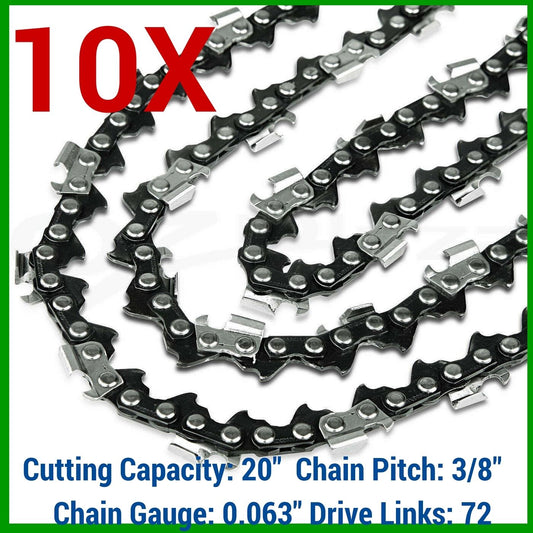10 x CHAINSAW CHAINS SEMI CHISEL 3/8 063 72 DL FOR STIHL 20" BAR