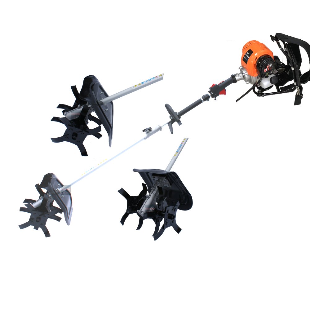 4-STROKE Backpack Cultivator Tiller Petrol Rotary Hoe Garden 4 Tine Rototiller