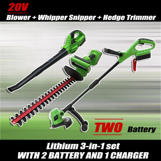 20V Lithium Cordless Leaf Blower Snipper Grass Hedge Trimmer Gardentool 2Battery