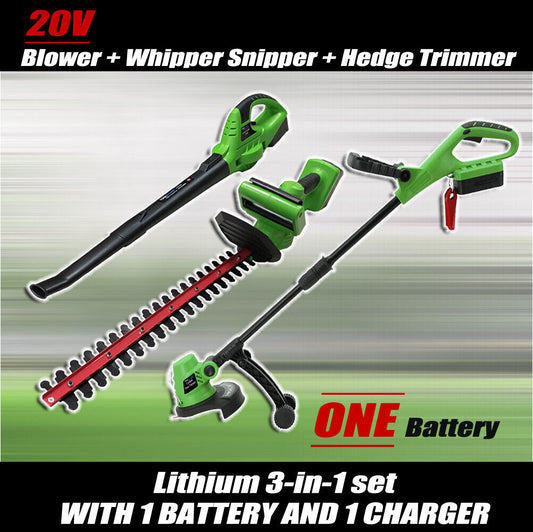 20V Lithium Cordless Leaf Blower Snipper Grass Hedge Trimmer Garden Tool Set